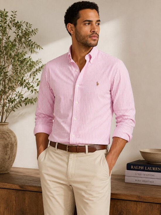 Ralph Lauren Other - Ralph‎ Lauren Men's Vintage Pink White Stripe Classic Fit Cotton Size 16 32/33